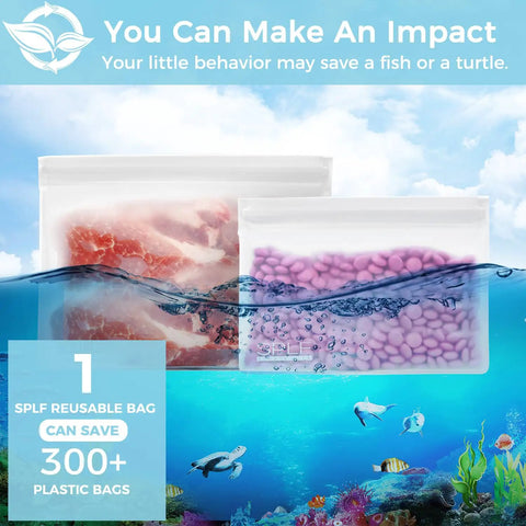 Leakproof Clear Toiletry Bags Set Of 4, TSA Approved Quart Size Zipper Bags And Large Pouches shown in undersea environment