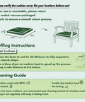 Diagram of Beige Outdoor Chair Cushions Set Of 2 For Patio Chairs 19 X 19 X 3 Waterproof With Adjustable Straps Fade Resistant