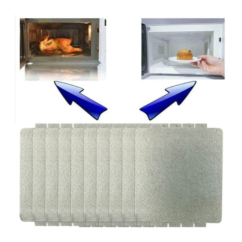 Microwave Wave Guide Mica Sheet Set For Oven Insulation And Heat Shield, 2-piece set with arrows pointing to microwave ovens