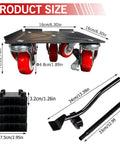 Heavy Duty Furniture Dollies Set With 360 Degree Swivel Casters And Smooth Rolling Wheels, size dimensions and components displayed.
