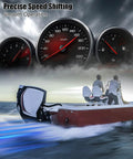 Boat on water with dashboard dials; 14Ft Throttle Shift Remote Control Cable For Outboard Engines, Fits Johnson Evinrude BRP OMC 1979 And Later