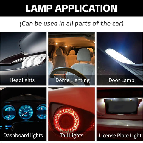 Lamp application for 30 Pcs T10 Wedge LED Bulbs Kit For Car Interior Lights Replacement 194 168 2825 W5W COB LEDs