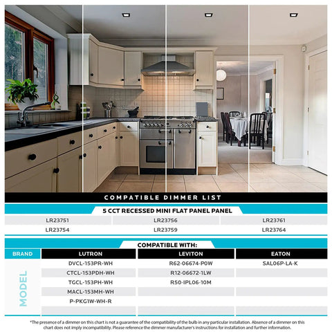 Modern kitchen with Ultra Thin 3 Inch Square LED Recessed Light Kit With J Box 8W Dimmable Downlights Five Color Temperatures 2700K 3000K 3500K 4000K 5000K Black Trim IC Rated Energy Star 4 Pack