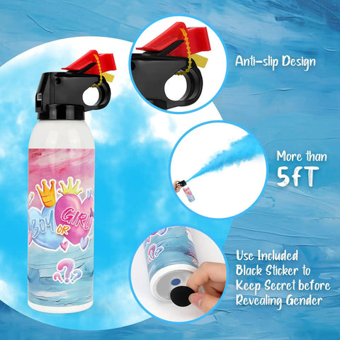 Gender Reveal Fire Extinguisher 2 Pack Biodegradable Corn Starch Spray For Baby Shower Crowd Pleaser With Safe Five Foot Reach No Mess Cleanup And Serious Big Day Vibes For Your Whole Crew