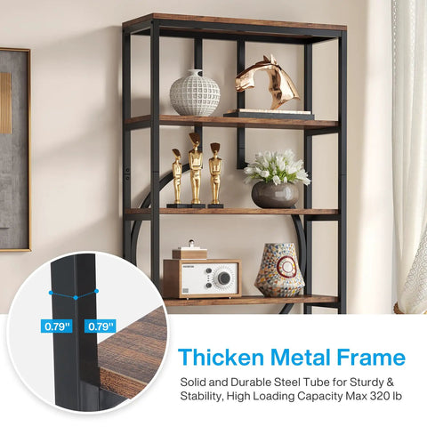 Top Tier 6 Tier Industrial Bookshelf Hella Sturdy Metal And Wood Etagere Bookcase For Living Room Decor Rustic Brown Storage Rack That Brings Serious Vibe To Any Home Office Space