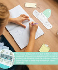 Child using 3 Hole Paper Puncher With Ergonomic Handle Grab And Go Portable Desktop Binder Punch For A8 A7 A6 A5 Notebooks on desk