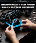 Heavy Duty Aluminum Alloy RC Camber Gauge Straight Edge Ruler Tool measuring camber on buggy truck wheels.