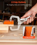Person using Pocket Hole Jig Kit Adjustable From Half Inch To One And A Half Inch With Case Pro Grade C Clamp for woodworking
