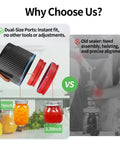 Auriswell Electric Mason Jar Vacuum Sealer Kit comparison image showing dual-size ports for easy use on jars.