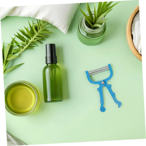 Facial Hair Remover Tool Set Stainless Steel Spring Threading Epilator 4 Pieces Manual For Women With ABS Handle Portable On The Go Use On Neck And Face For Eyebrow And Facial Hair Removal Travel Ready, blue handle