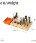 Steel 2.5 Inch Swage Block With 16 Punch Set for Jewelry Making on Wooden Stand with Size Guide