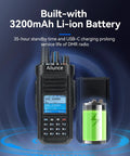 HD2 DMR Handheld Radio Dual Band Digital And Analog Two Way Radio With 500K Contacts And 3200mAh Battery display and icons