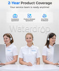 Three customer service representatives at Waterdrop ready to assist with installation and product-related questions.