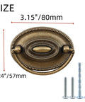 Two Pack Antique Cabinet Ring Pulls Zinc Alloy Oval Drop Swing Handles For Drawers 80 By 57 Mm With 64 Mm Mounting Hole
