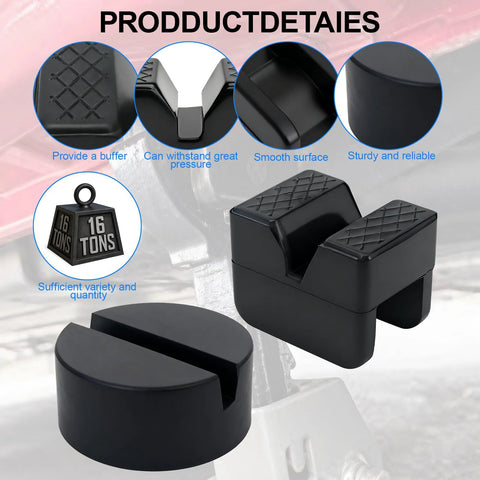 Aoheke rubber jack stand pads adapters, 2 types, black, 4-pack with 4-ton capacity