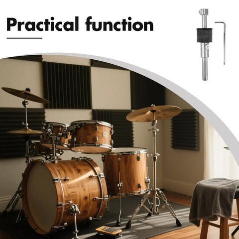 Premium Threaded Cymbal Stacker Mount Boom Arm With Sleeve Clutch For Electronic Drum Set installed in a drum setup showing practical use.