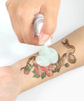 Ultra Concentrated Green Soap For Tats And Piercings With Foam Bottle 120ml 4OZ Clean Skin Gear Built For Safe Non Irritating Cleansing During Procedures And Aftercare applied to tattooed arm