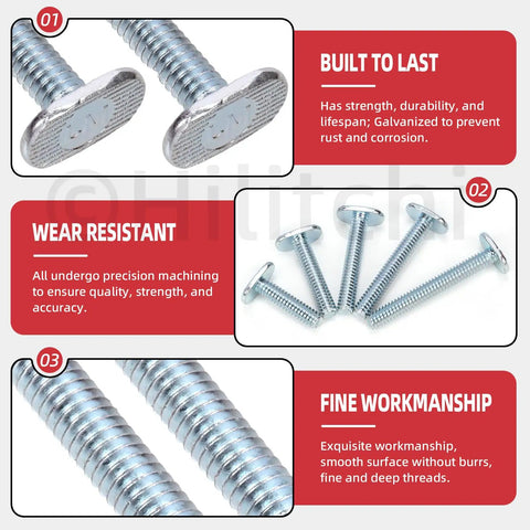 Detailed view of 40 Piece Tee Bolt Set In 5 Sizes 1/4-20 T Bolts, highlighting corrosion resistance and precision machining.