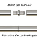 Close-up of Integrated Soft Close Sliding Barn Door Hardware Kit in Brushed Stainless Steel showing tube connector joint