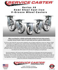 Heavy Duty Swivel Caster With 5 Inch Semi Steel Wheels And 1100 Lb Capacity Smooth Free Bearings Wide Top Plate Mount V Groove Track Ready For Tough Hauler Rigs Today image showing Series 35 semi steel cast iron v-groove wheel casters.