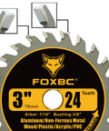 3 Inch Carbide Circular Saw Blades 24T For Wood Plastic PVC Acrylic Aluminum With Seven Sixteenth Inch Arbor And Three Eighths Inch Bushing 3 Pack Compatible With Dewalt Dremel Ryobi Milwaukee Worx RotoZip UltraSaws