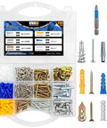Heavy Duty Drywall Anchors Kit With Drill Bit Six Size Screw Assortment For Hanging Pictures Shelves And Mirrors Self Tapping Wall Anchors For Strong Holds 400 Piece Assortment in case