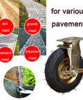 Heavy Duty Industrial Casters with smooth rolling pneumatic rubber wheels, suitable for dirt, gravel, cement, and bitumen roads.