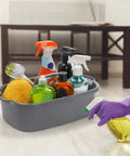 Large Cleaning Supplies Caddy Organizer Bin With Handle For Dorm Garden Bathroom Under Sink Storage Tote Carries 8 Plus Spray Bottles