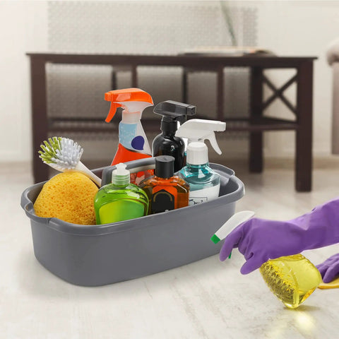 Large Cleaning Supplies Caddy Organizer Bin With Handle For Dorm Garden Bathroom Under Sink Storage Tote Carries 8 Plus Spray Bottles