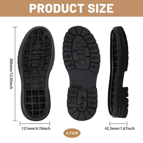 Non Slip Rubber Sole Replacement For Shoes 1 Pair Black Full Outsole Protector With Non Skid Grip Durable Repair Soles