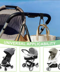 Go To Hands Free Stroller Hooks For Bags, 2 Pack Non Slip Clips And Carabiner, securing purses and bags on stroller handle