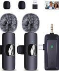 Dual microphones of 4 in 1 Wireless Lavalier Microphone With Universal Receiver For iPhone Android Cameras Computers USB C 3.5mm And USB Plug