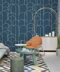 Peel And Stick Modern Geometric Wallpaper 17.71 Inch Wide By 511 Inch Long Matte Self Adhesive Removable Contact Paper in blue room