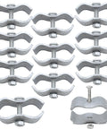 Image of 10 Pack Built Tough Dog Kennel Clamps With Bolts And Nuts, 1-3/8 Inch Galvanized Steel Fence Panel Clamps for round pipe frames.