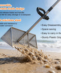 Beach Sand Rake Set With Detachable 52 Inch Handle And 16 Inch Mesh Screen, Stainless steel sifter scooping beach shells