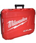 One Inch Sds Plus Brushless Rotary Hammer Cordless Kit Featuring Dual Six Ah Batteries And Fast Charger stored in red Milwaukee M18 Fuel case.