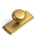 Antique Brass Cabinet Knobs With Backplate Escutcheon, Vintage Zinc Alloy Round Beaded Pull Hardware, Old School Kitchen Handle