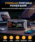 16 In 1 Jump Starter With Air Compressor 8000A 160 PSI Portable Car Battery Booster Power Bank 99Wh Emergency Tool Kit