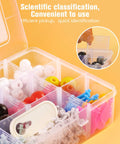 Portable Molecular Model Kit With 404 Pieces For Chemistry Classes, organized in a clear plastic storage box.