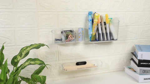 Magnetic Desk Organizer Set With Modular Stand Metal Construction Three Trays And Pen Holder For Office Home Dorm Study Room Space Saving Stationery Organizer Gift Ready For Any Workspace Vibe installed on wall