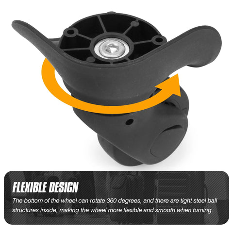 Volein suitcase wheel caster, black plastic 360-degree swivel for DIY luggage repair.