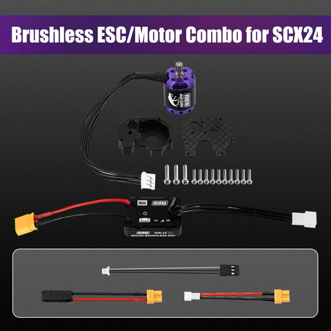 Waterproof Brushless ESC And 1721 Purple Viper Outrunner Motor Upgrade Kit For One Twenty Fourth Scale Axial SCX24 Rigs components