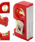 2-in-1 Pocket Level with Metal Chain for Construction and DIY Projects, red portable level with two vials and chain.