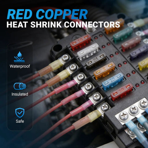 1622 Piece Heat Shrink Wire Connector Kit with T Tap No Splice Joints in use with waterproof and insulated features