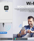 3600W Hybrid Solar Inverter 48V DC To 110V AC Pure Sine Wave With Built In 80A MPPT Controller and Wi-Fi module for monitoring.