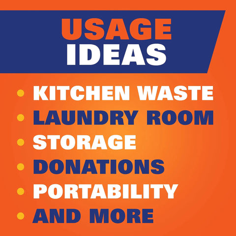 Usage ideas for Ultra Strong 13 Gallon Black Trash Bags Tall Kitchen Garbage Bags with Drawstring: kitchen, laundry, storage, donations.