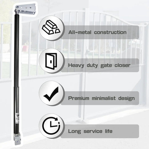 Outdoor Hydraulic Gate Closer For 60 To 140 Lbs Gates Heavy Duty Weatherproof And Rust Resistant Adjustable Closing Speed
