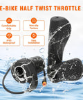 Half Twist Ebike Throttle Right Handle With Waterproof Plug for MTB Conversion Kit, splash-proof design, and textured grip