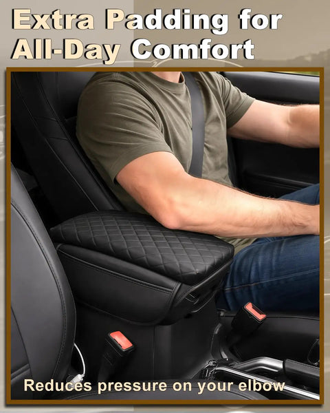 Armrest Cover For Jeep Wrangler JL Center Console Pad With Organizer Pockets Black Faux Leather for 2018 to 2026 JL Gladiator JT