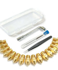 All In One 3D Printer Nozzle Kit With 16 MK8 Brass Nozzles 0.2mm 0.4mm 0.6mm 0.8mm And 1.0mm Plus Wrench Tweezers Cleaning Needles And Storage Case For Ender 3 Pro And CR 10 Series